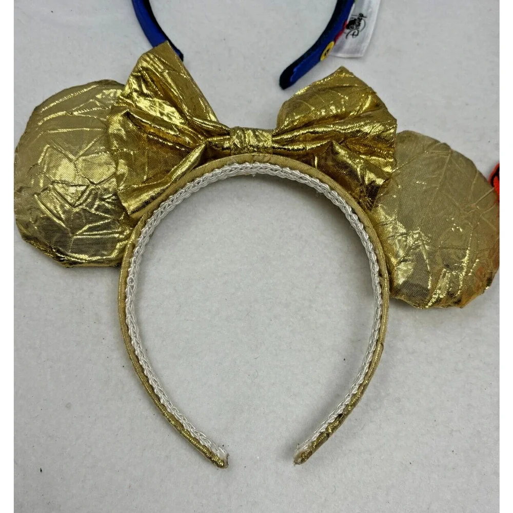 Disney Minnie Ears Headband Sparkle Bow Party‎ Blue Black Gold Orange Lot of 4